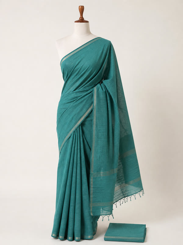 Cotton Daily Wear Saree - Teal