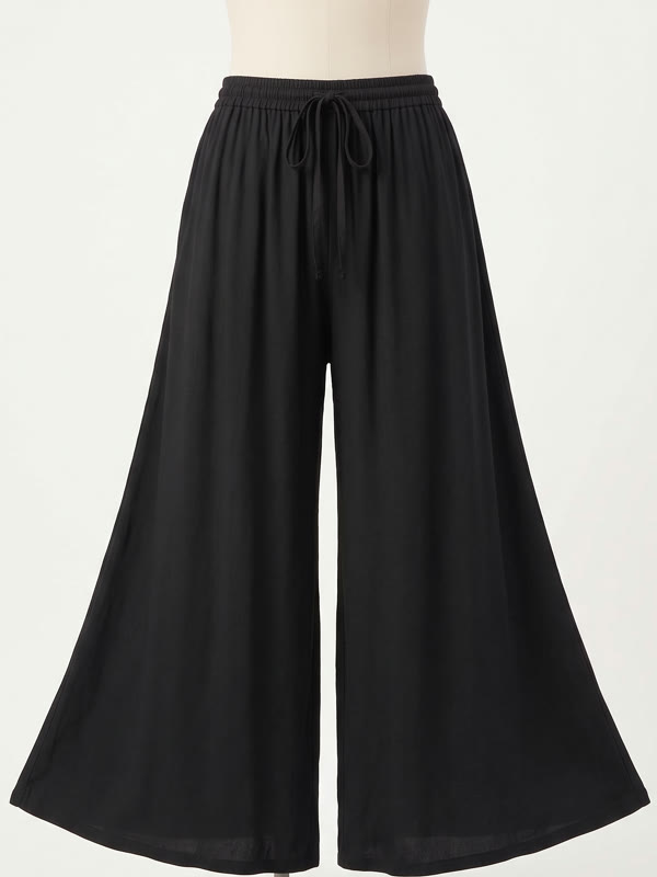 Rayon Palazzo Pants - Black - Rayon, Black